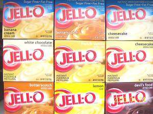 Jello Instant Pudding/Pie Filling 8bxs 18 Flavors  