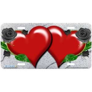 337 Black Rose Hearts on Granite Heart Airbrushed License Plates Car 