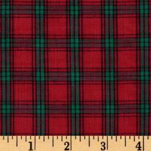  46 Wide Rustic Woven Check Red/Green Fabric By The Yard 