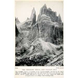  1928 Print Climbing Hiking Mountaineering Winkler Tower 