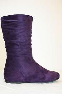 NIB Girls Kids Purple Faux Suede Comfort Boots Shoes  