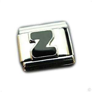    Letter Z , black on silver modul, Classic italy bracelet modul