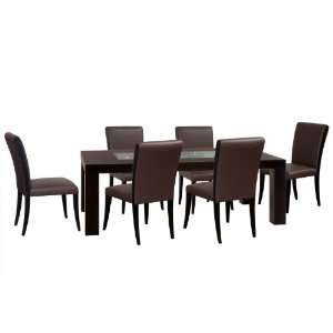   7PC 72 Rectangle Dining Set W/ Mocca Chairs by Diamond
