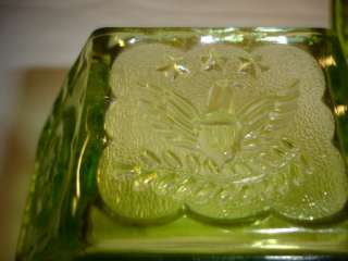 vintage Green glass Covered dish  