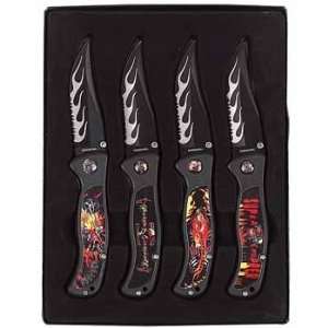  Maxam® 4pc Knife Set with Chopper Graphics on Handles 