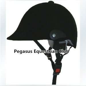  suede equestrian helmet horseman hat 1piece black Sports 