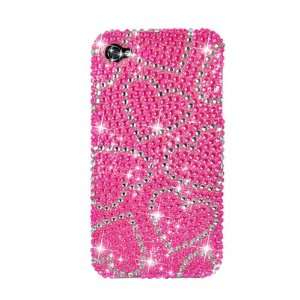 iPhone 4S Diamond Cover Case HOT Pink Heart Silver KL Screen Protector 
