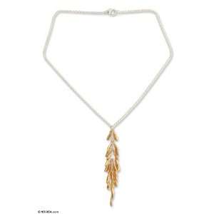   Gold plated natural rice pendant necklace, Golden Harvest Jewelry