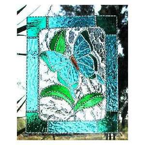 Aqua Butterfly Suncatcher in Stained Glass  Kitchen 