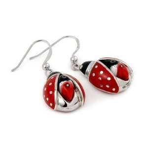  Millefiori Ladybug Earrings W/cz 