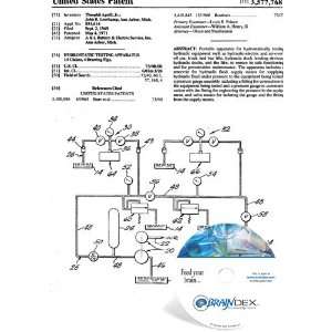  NEW Patent CD for HYDROSTATIC TESTING APPARATUS 