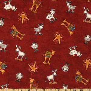  44 Wide The Great I Am Tossed Animals Red Fabric By The 