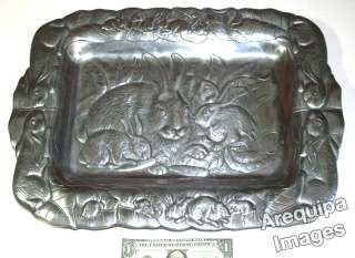 Arthur Court Rabbit Platter Serving TRAY Bunny bunnies plate 18 1/2 x 