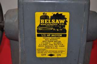 VINTAGE BELSAW MACHINERY CO. 1/2 HP BENCH GRINDER  