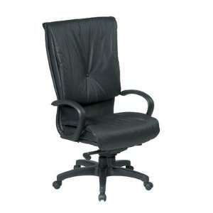  Office Star EX6840 3 Executive Office Chair, Black Leather 