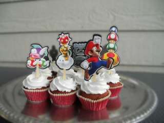   Super Mario Bros Brothers Cupcake Cake Toppers Birthday Party decor