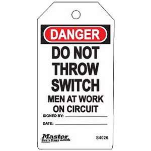 Master Lock Danger   Do Not Throw Switch   Men At Work On Circuit 