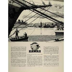  1936 Ad Travel Hawaii Honolulu Harbor Melbourne Brindle 