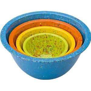   of 4 Multi Confetti Melamine Mixing Bowls Turquoise