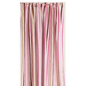 Mod Dots and Stripes Curtain Panel in Pink and Chocolate  
