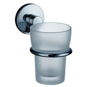   Chrome Holder with Frosted Glass Tumbler 4¾ inchD