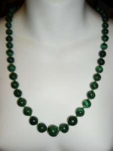 Vintage Graduated Malachite Bead Necklace 26 160g  
