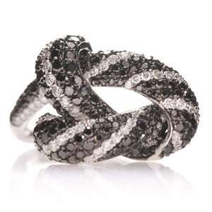  18k White Gold Interlocked Black & White Diamond Ring 