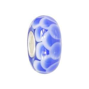 IMPPAC blue Murano Style Glass Bead, Brick, 925 Sterling Silver, fits 