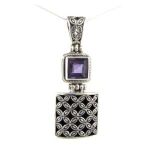 Intricately Detailed 925 Sterling Silver Pendant with 3 Carat Square 