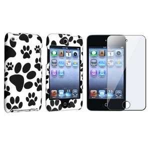 Black / White Paw Snap on Rubberized Case for Apple® iPod touch® 4th 