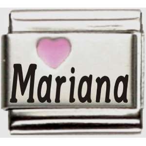  Mariana Pink Heart Laser Name Italian Charm Link Jewelry