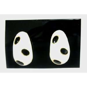  White Pearl with Black Spots Bauble Earrings   Fashion 