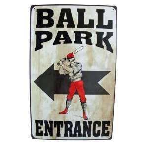 Vintage Advertising Tin Sign Baseball Ball Park Reproduction Man Cave 