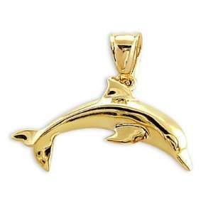Animal Dolphin Pendant 14k Yellow Gold Charm