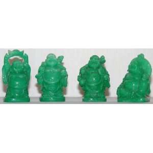   Set of Four Green Jade Budda Small Chinese Figurines 