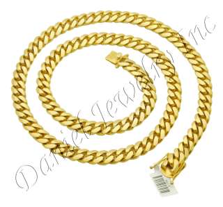 D Miami Cuban Curb Link Chain 30 28 26 24 22 14k gold 