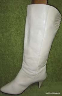   9West Nine West Melissa Off White Leather Tall Fashion Boots Women 7 M