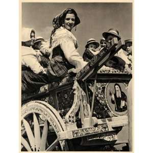  1943 Macerata Italy Woman Clothing Horse Cart Dress 
