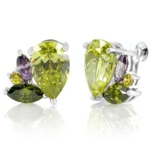  Lyndas CZ Screwback Earrings   Green Emitations Jewelry