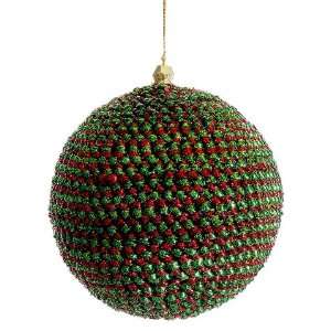  4 Lurex Ball Ornament Red Green (Pack of 8)