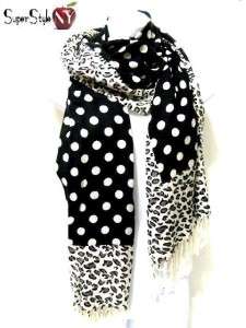   Cheetah Leopard Polka Dot Design Fashion Pashmina Shawl Long Scarf