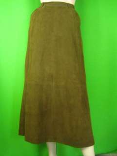 JONES NY Olive Suede Leather NEW Pencil Mid calf Lined Skirt 10  