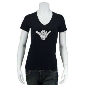 Womens Black Hang Loose V Neck Shirt S   Created Using The Worlds Top 
