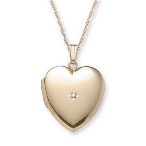  14k Yellow Gold Filled Diamond Accent Heart Locket, 20 Jewelry