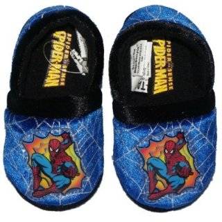 Toddler Boys Blue & Black Spiderman Slippers with Spider Web