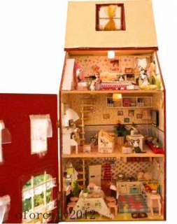 DIY Wooden Doll house Miniature LED Light Eternal para chart homes 