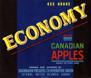   Brand~ORIGINAL 1940s AUTHENTIC KELOWNA B.C. CANADIAN APPLE CRATE LABEL