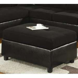   with Black Microfiber Tufted Top in Black Leather Like