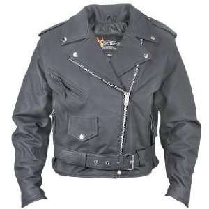   Matte Black Belted Leather Motorcycle Jacket Sz 2XL