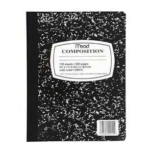  Composition Book,Wide Ruled,100 Sheets,7 1/2x9 3/4,Black 